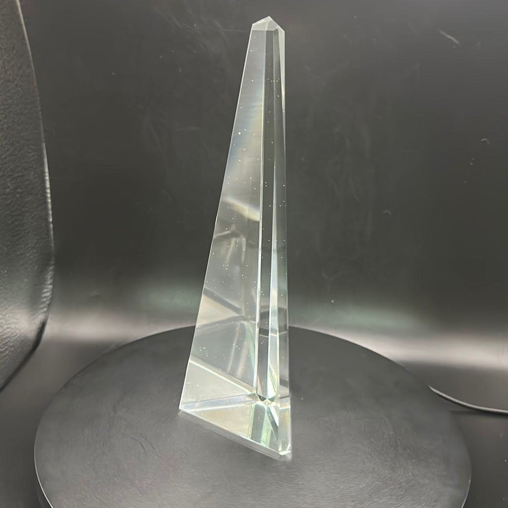 Chrystal Art Glass Triangular 8” Paperweight